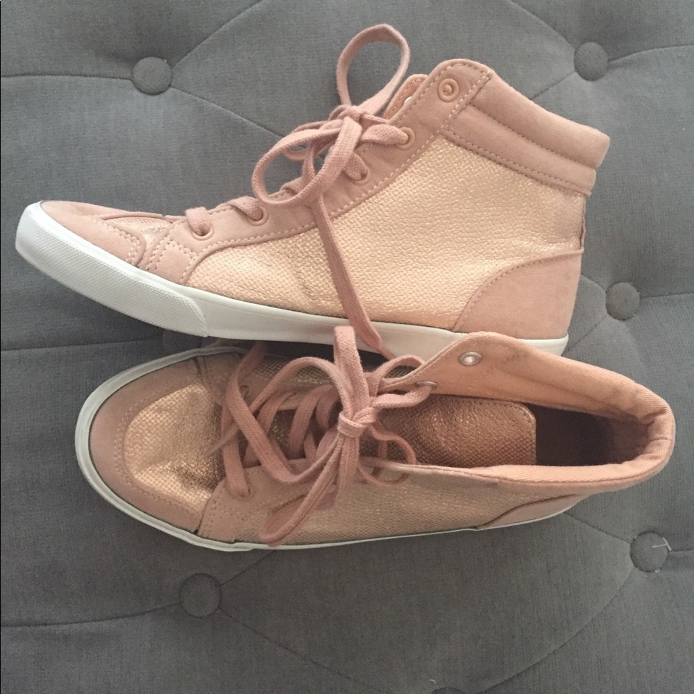 Rose Gold High Top Sneakers